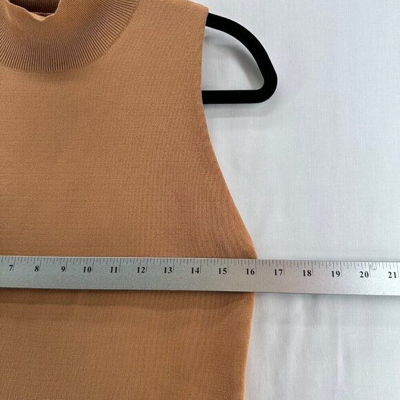 House Of Harlow 1960 Crop Top Womens L Mock Neck Sleeveless Pullover Knitted Tan - Picture 7 of 10